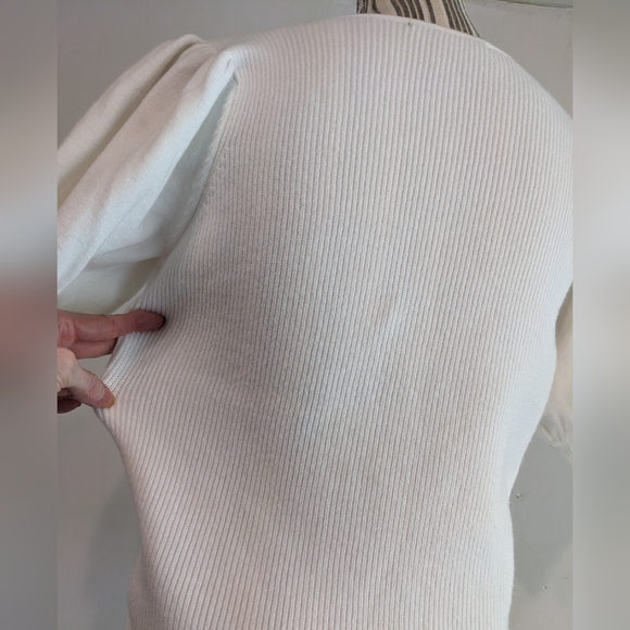 French connection white  sweater poof sleeve square neck nwt - Picture 11 of 16